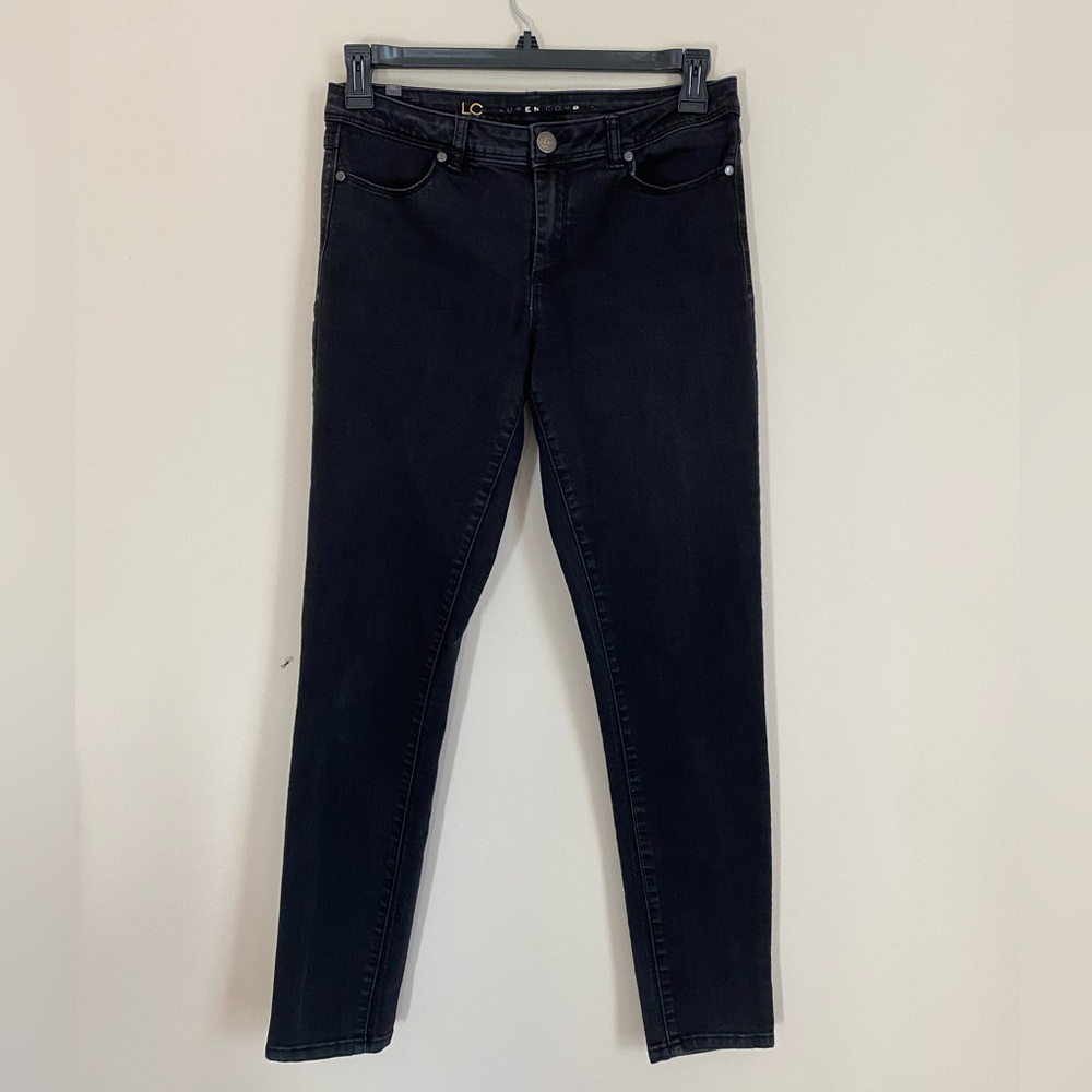 LC Lauren Conrad Black Skinny Jean Soft Fabric Pant Size 10 Long 30” Inseam